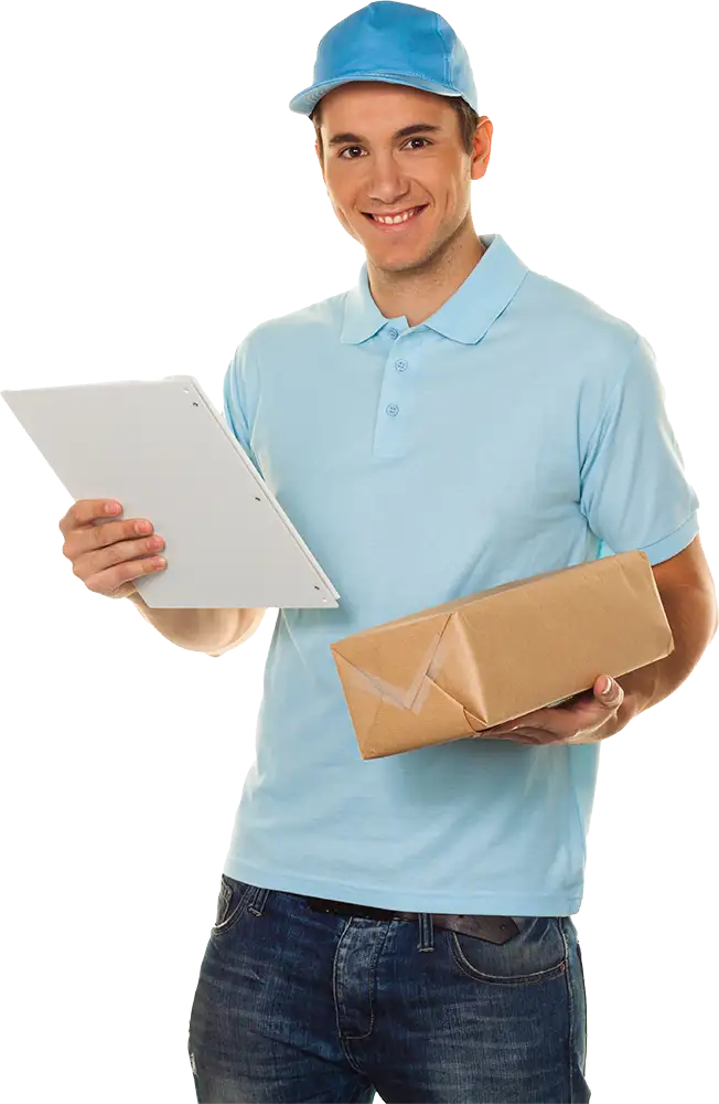 Bote von Botendienst liefert Post Paket